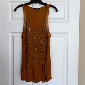 Forever 21 lace embellished high low top